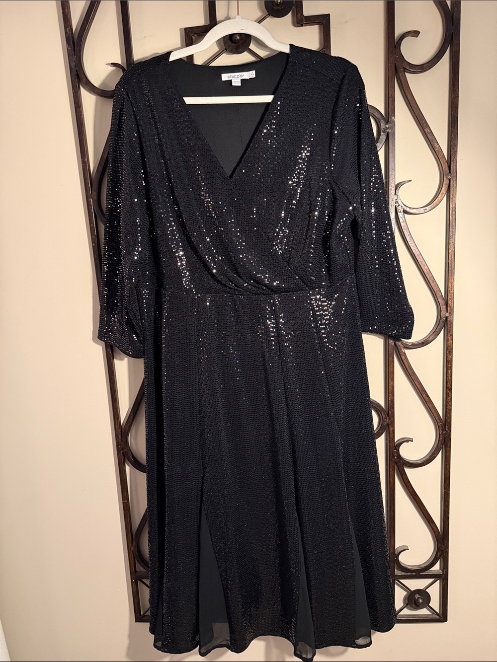 Chico's Black Sequin Midi Dress - BRAND NEW
